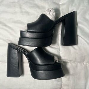 Black Platform Heeled Sandals